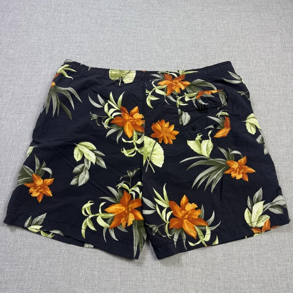 Tommy Bahama Swim Trunks Shorts Mens M Blue Floral Drawstring Built-In Brief